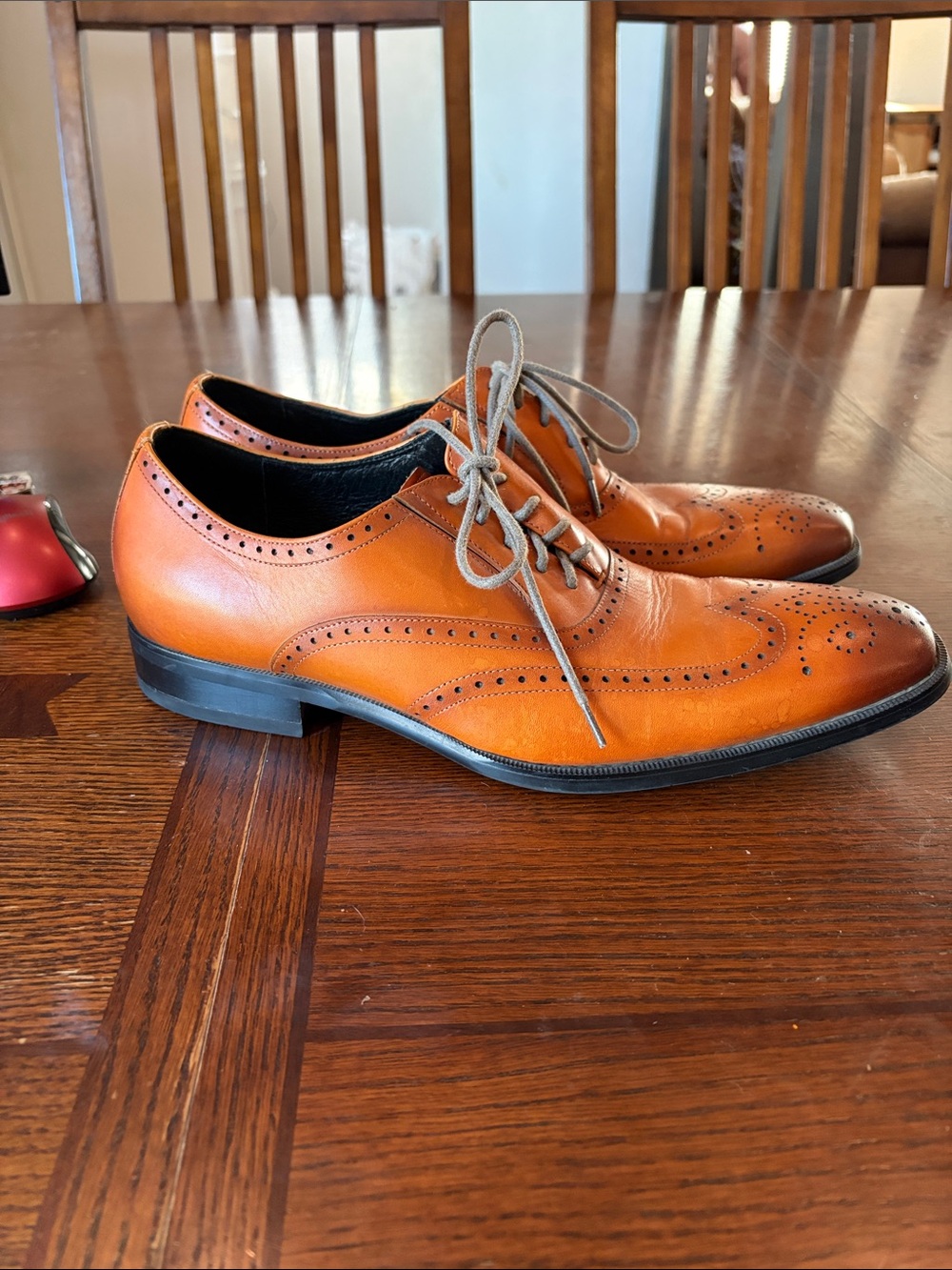 Men's Wingtip Brogue Derby Shoes in Cognac Leather
